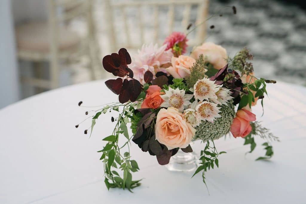 Autumnal Wedding Flower Table Centrepiece